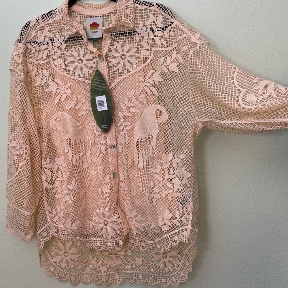 Farm Rio Sand Landscape Guipure Shirt size L - Picture 9 of 13